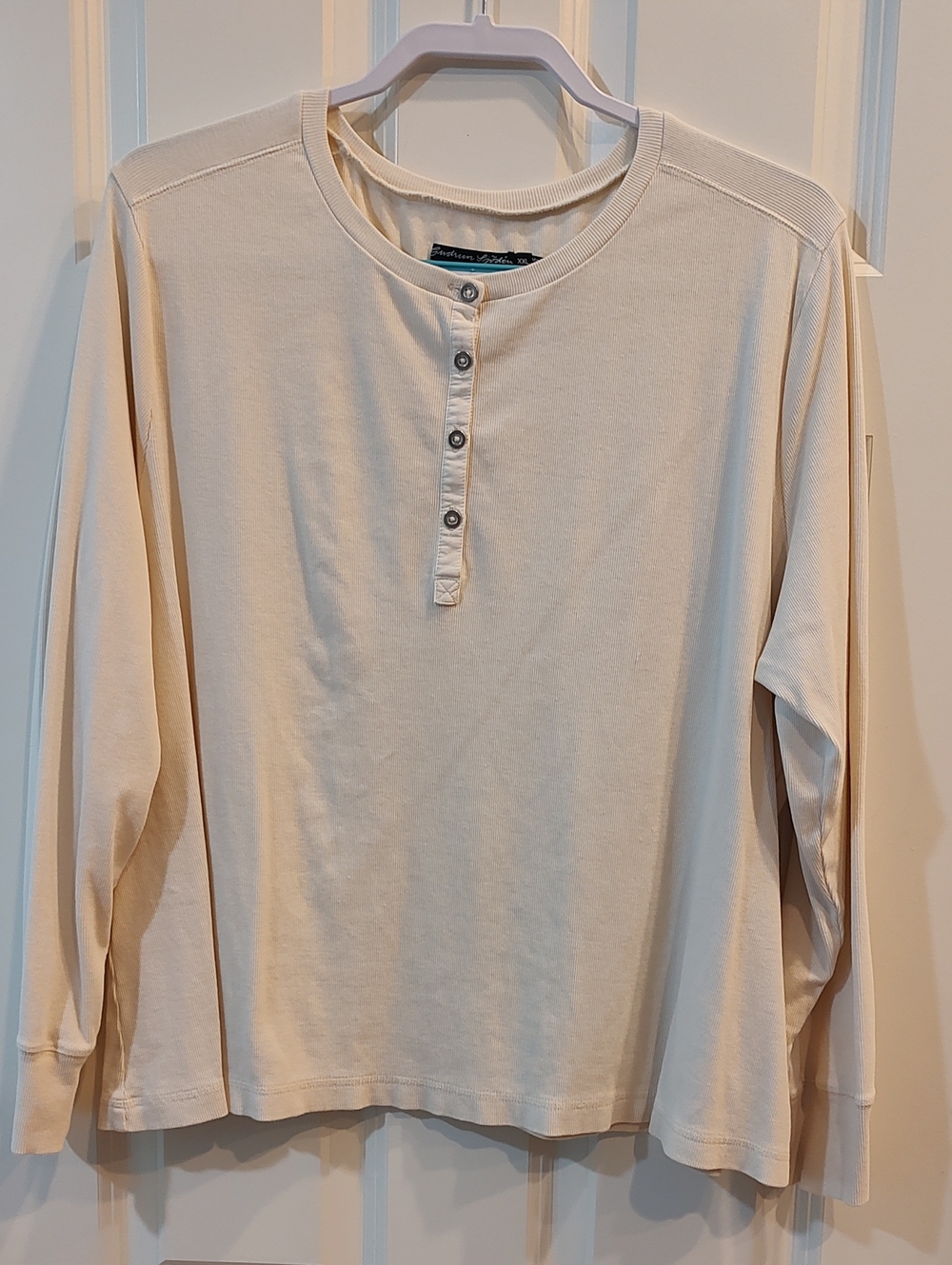 Gudrun Sjoden Cream Long-Sleeve Henley Top